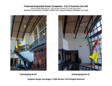 Image Sheet-Proposed Suspended Kinetic Sculptures
Converging Arcs I & II
CAD Drawing (Site Placement)
8 1/2” x 11”
2009 Image Sheet-Proposed Suspended Kinetic Sculptures
Converging Arcs I & II
CAD Drawing (Site Placement)
8 1/2” x 11”
2009